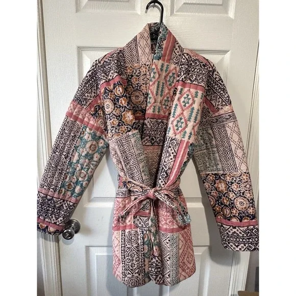 Julia Amory Hazel Wrap Jacket Rose Kilm Patchwork Womens M - Picture 1 of 15